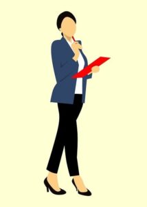 business woman holding a red folder
